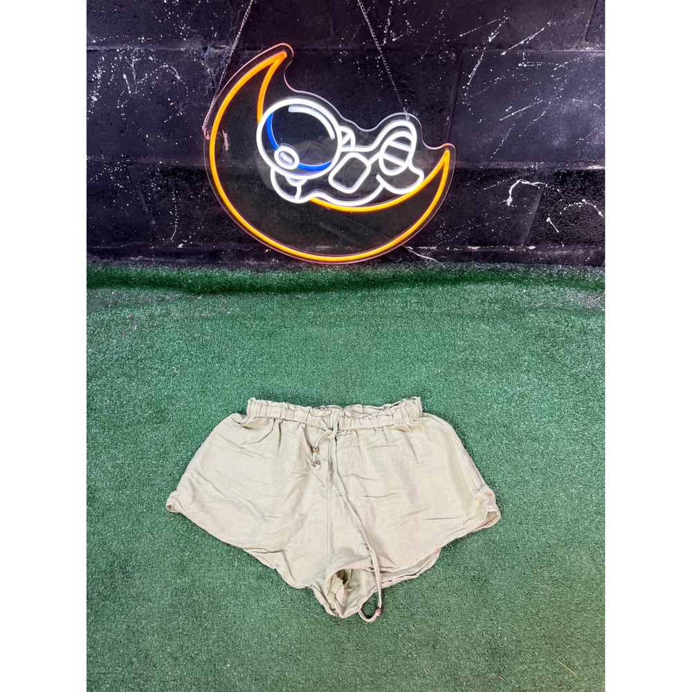 Sabo Women's High Waist Casual Shorts Size SM Drawstring Olive Green‎